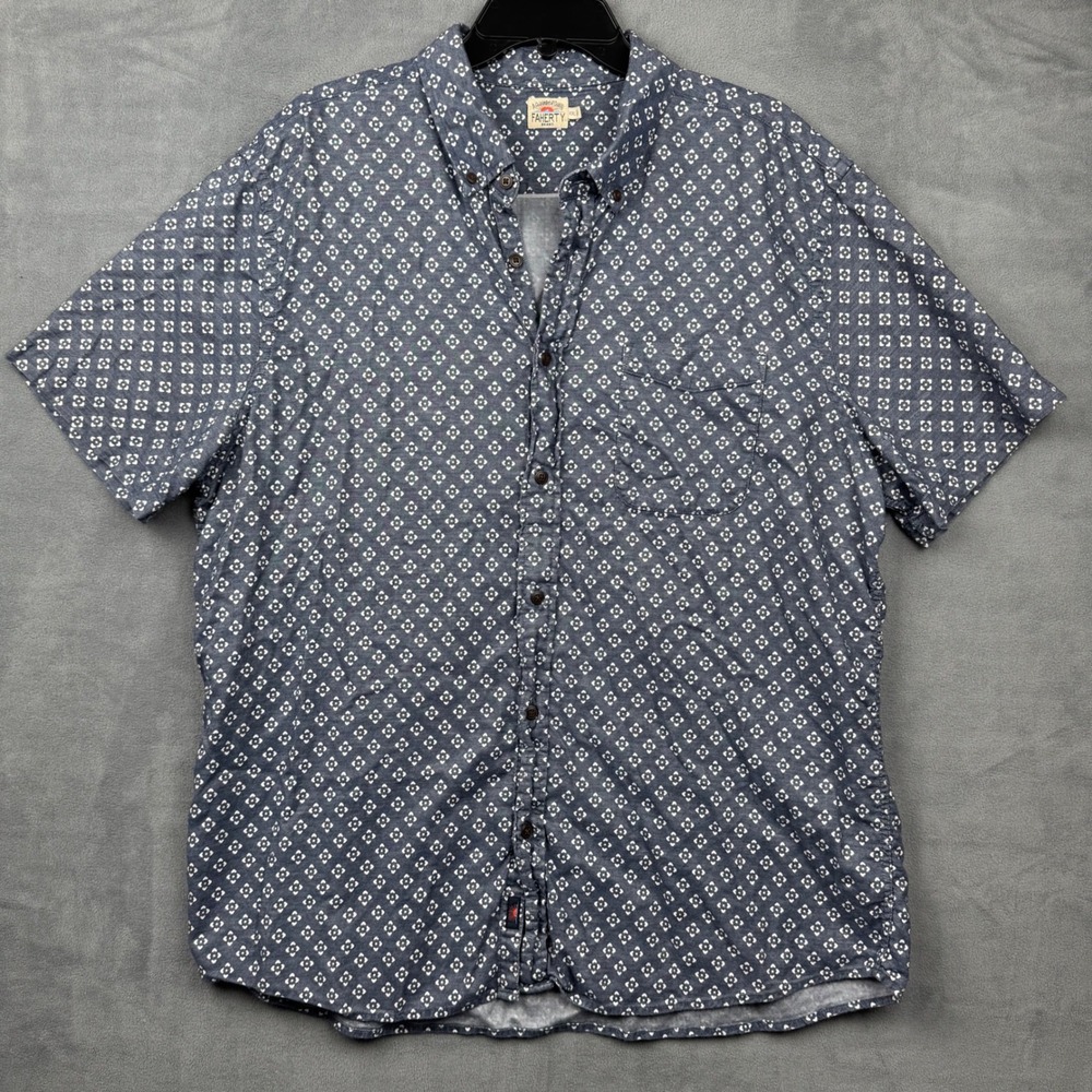 Faherty Brand Mens Short Sleeve Button Down Shirt Pattern Print‎ Size XXL